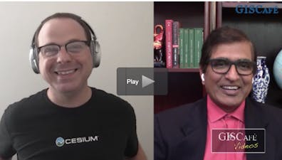 Cesium CEO Patrick Cozzi and host Sanjay Gupta on the GisCafe Bunker Broadcast