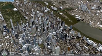 Screenshot of demo showing Cesium and Kaarta's proposed solution for dense urban environments.