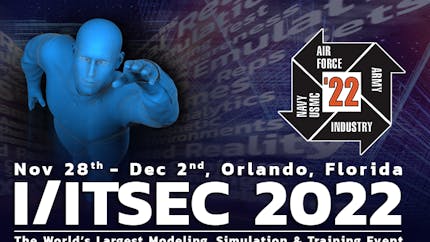 我/安全评估2022旗帜. Text says November 28 to December 2. Orlando, Florida. I/ITSEC 2022. The World's Largest Modeling, Simulation & Training Event.