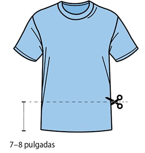 Camiseta marcada y a 7-8 pulgadas desde la parte inferior