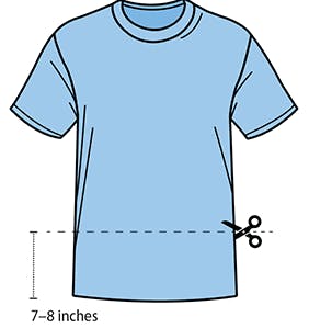 T-shirt marked 7 to 8 inches from bottom