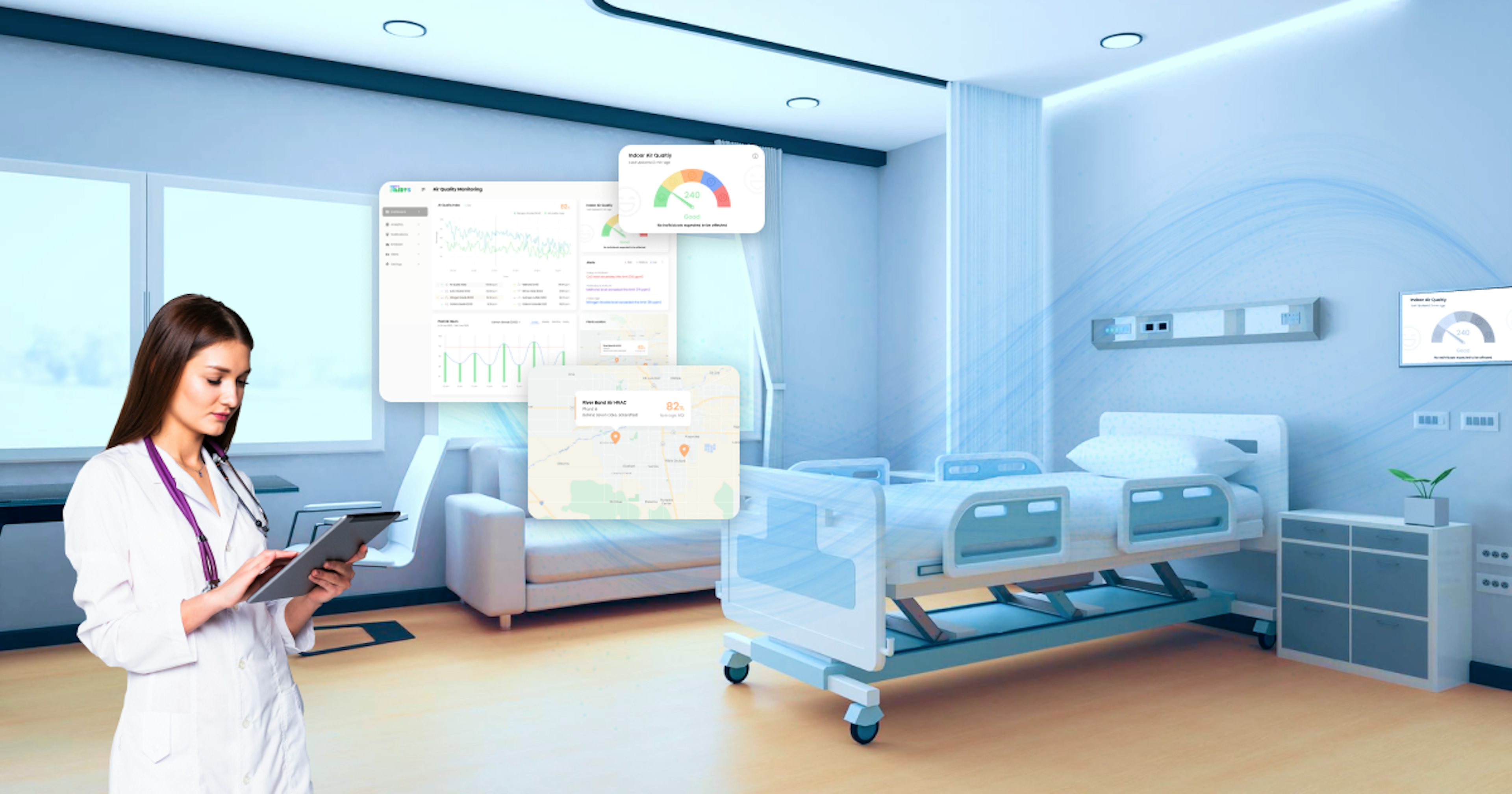 Indoor air quality monitoring in hospitals and laboratories