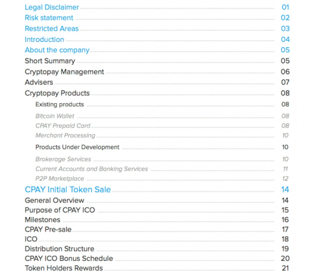 A typical White Paper: ICO- CPAY Source: MereHead