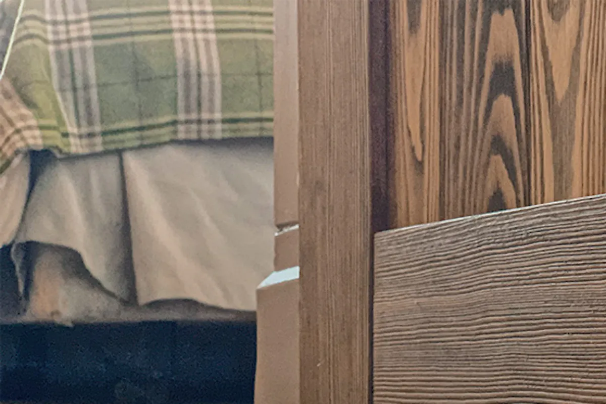 Rustic sliding doors with deeply brushed wood