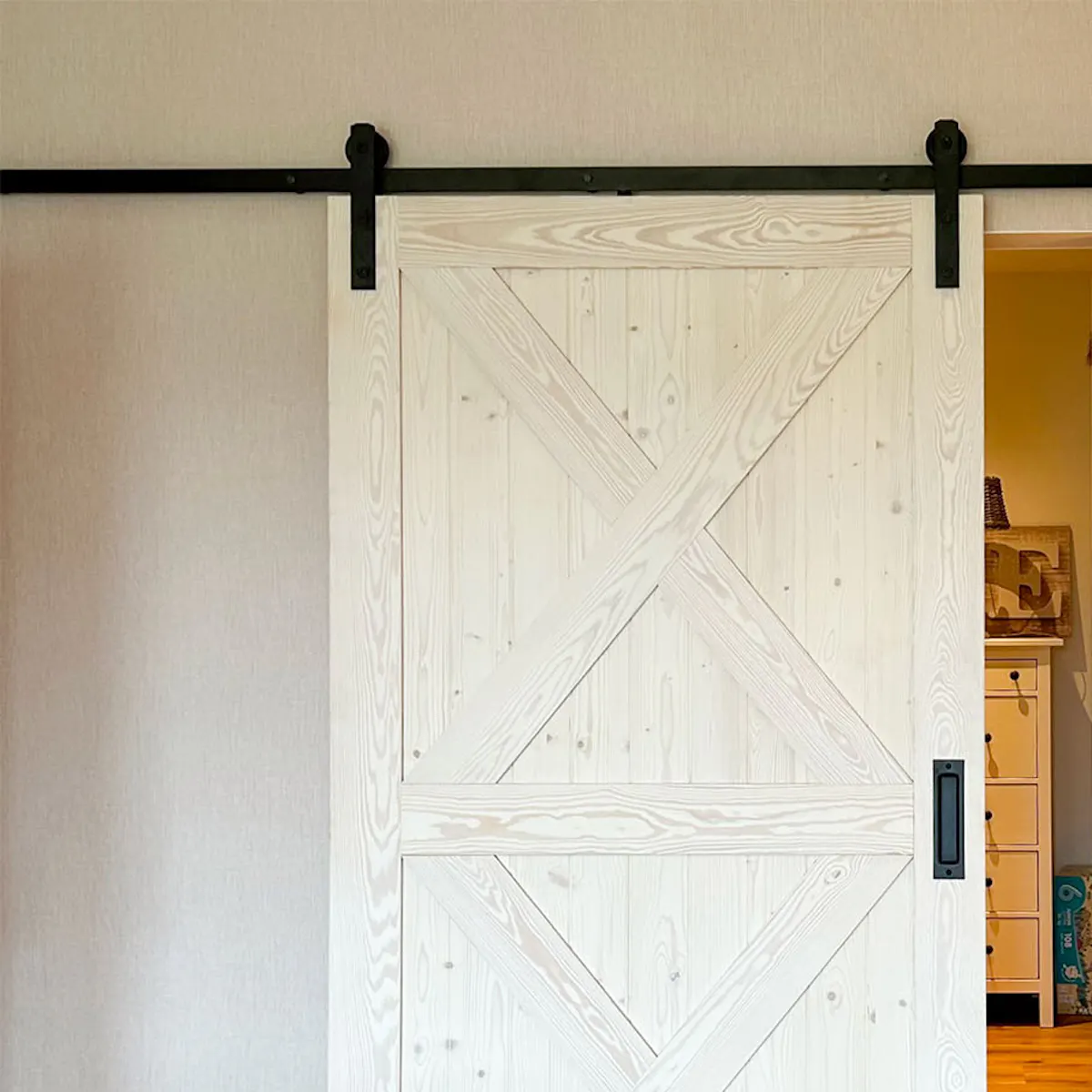 portes coulissantes rustiques blanches pour dressing