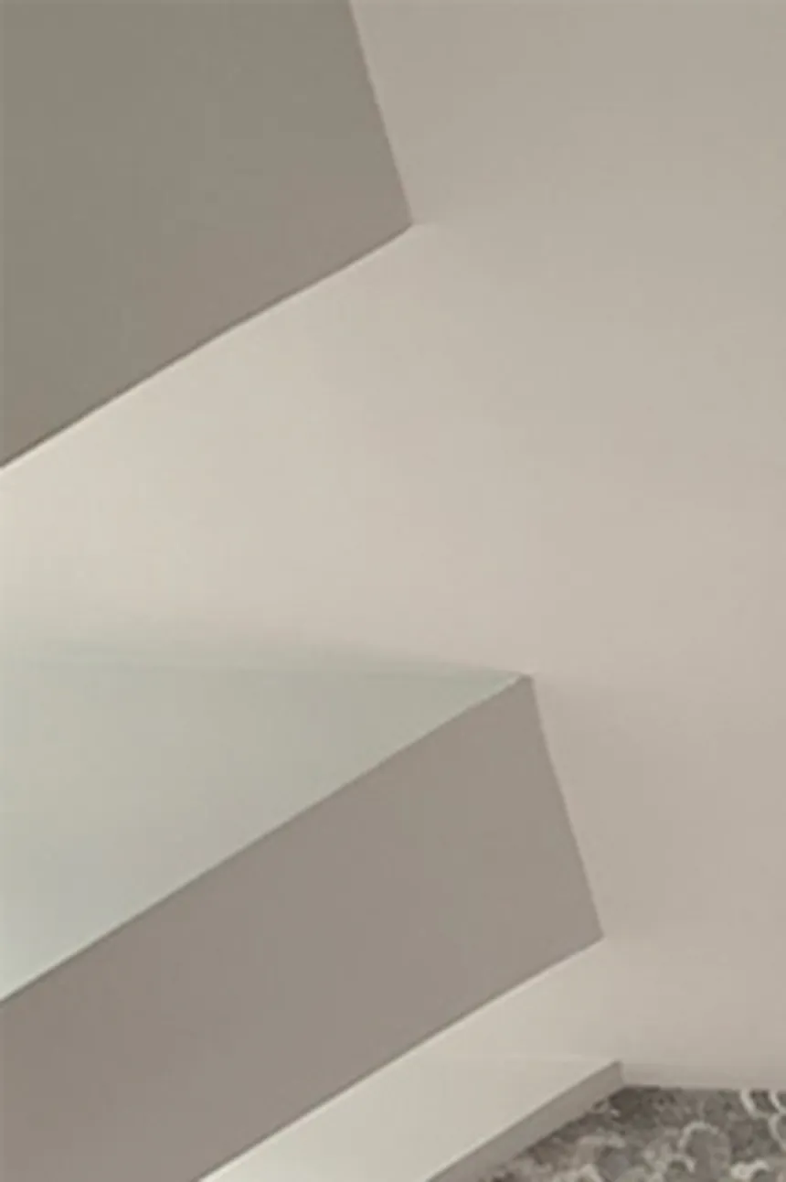 Gray and pink in teen room, attic, sliding door with mirror
