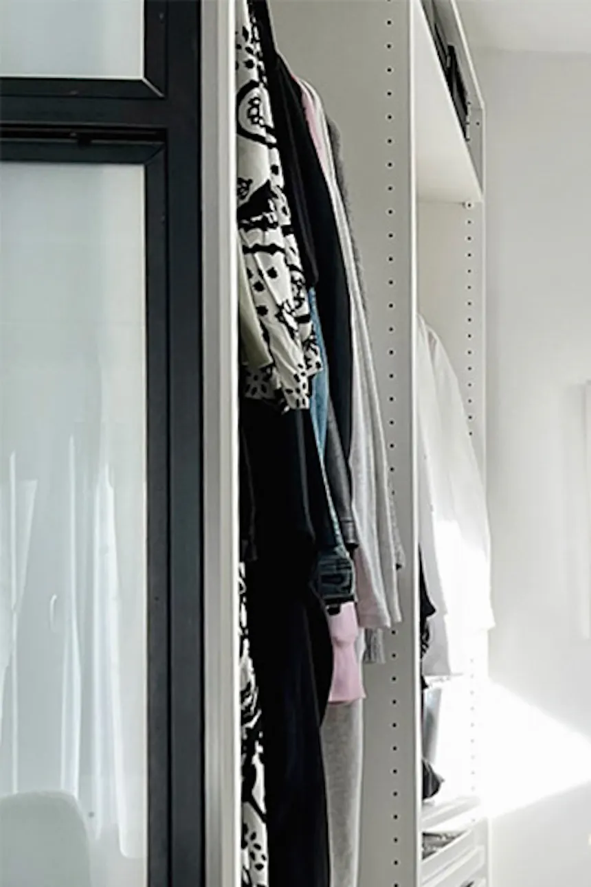 White and wood in an attic dressing room
