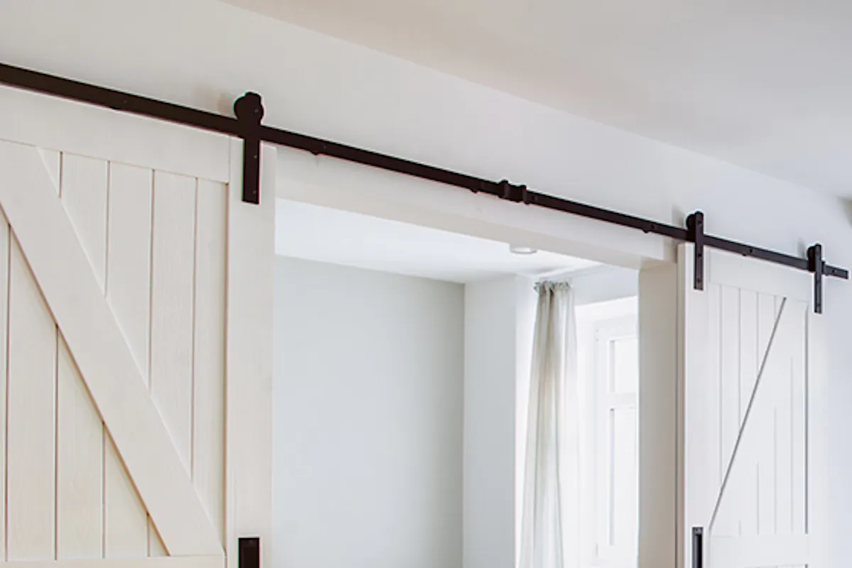 modern retro style, apartments for rent, double sliding doors, double sliding doors, white sliding doors, barn door