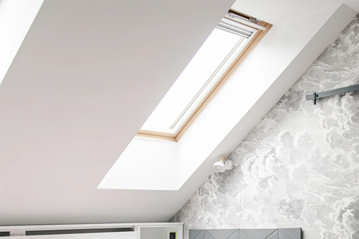 Sliding door with mirror in attic