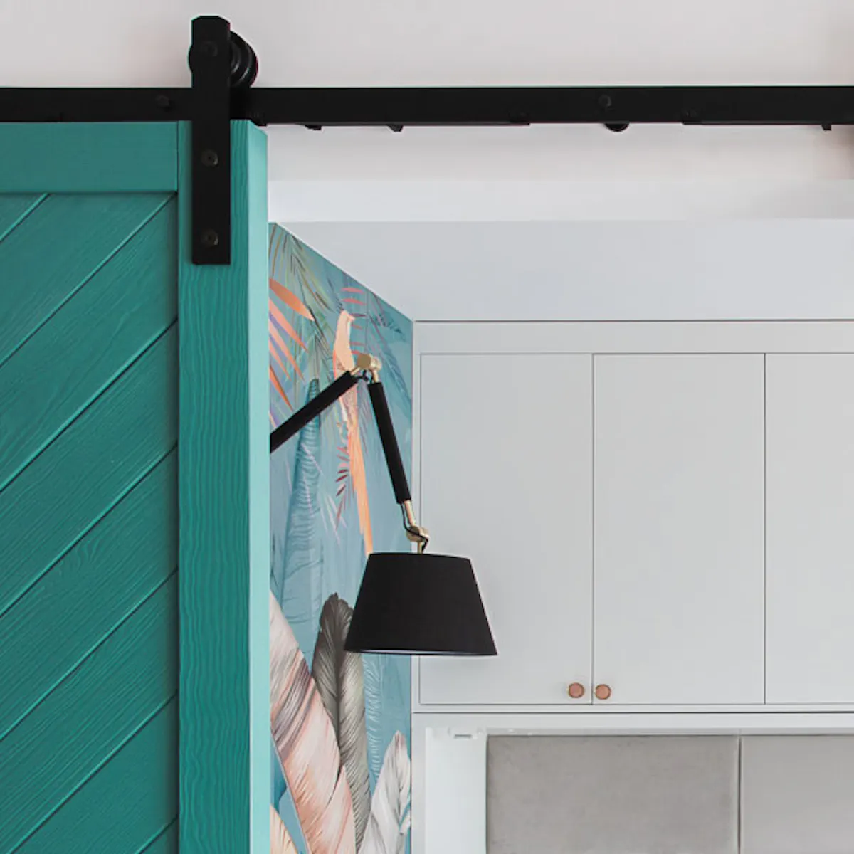 portes coulissantes de chambre double turquoise