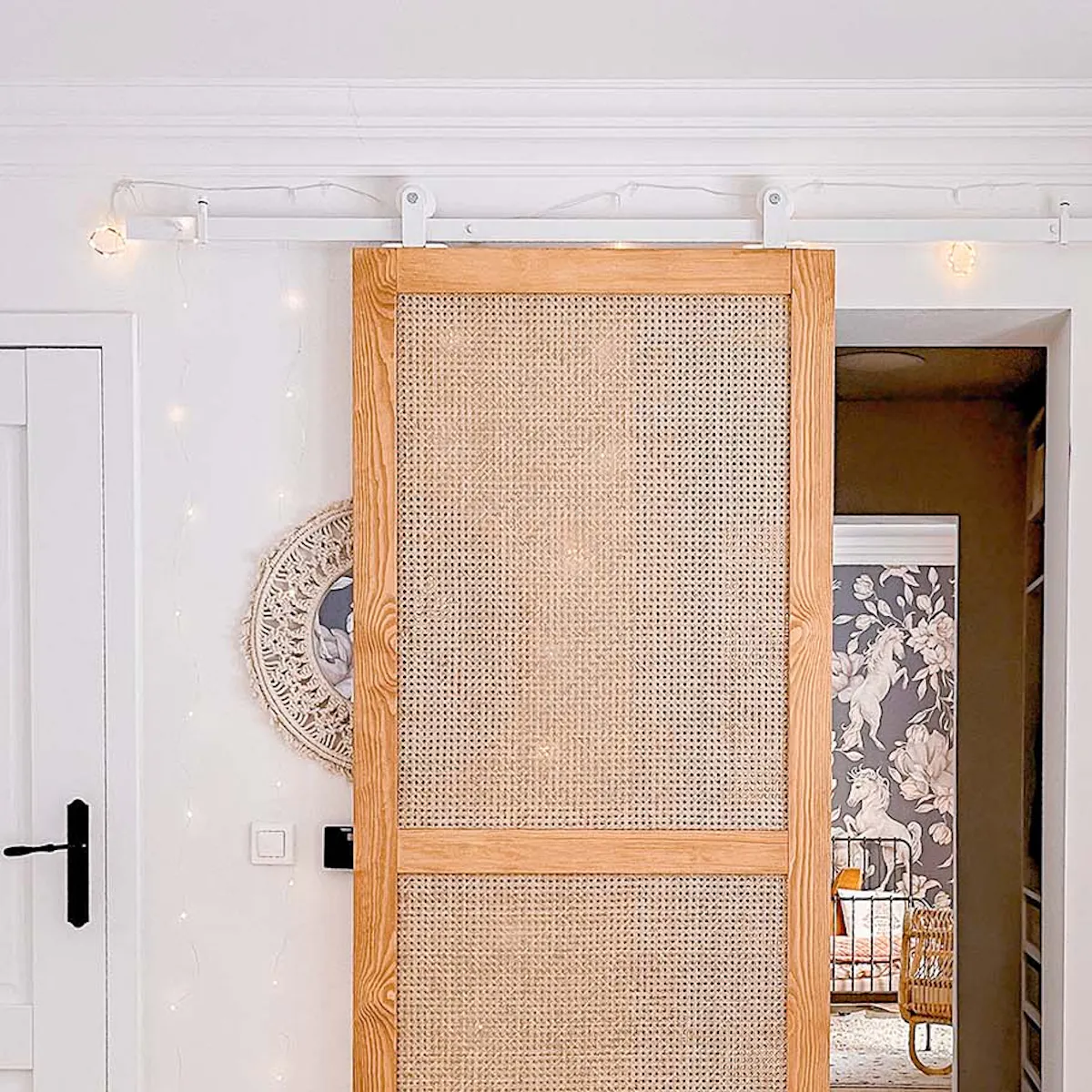 portes coulissantes en rotin pour une petite armoire