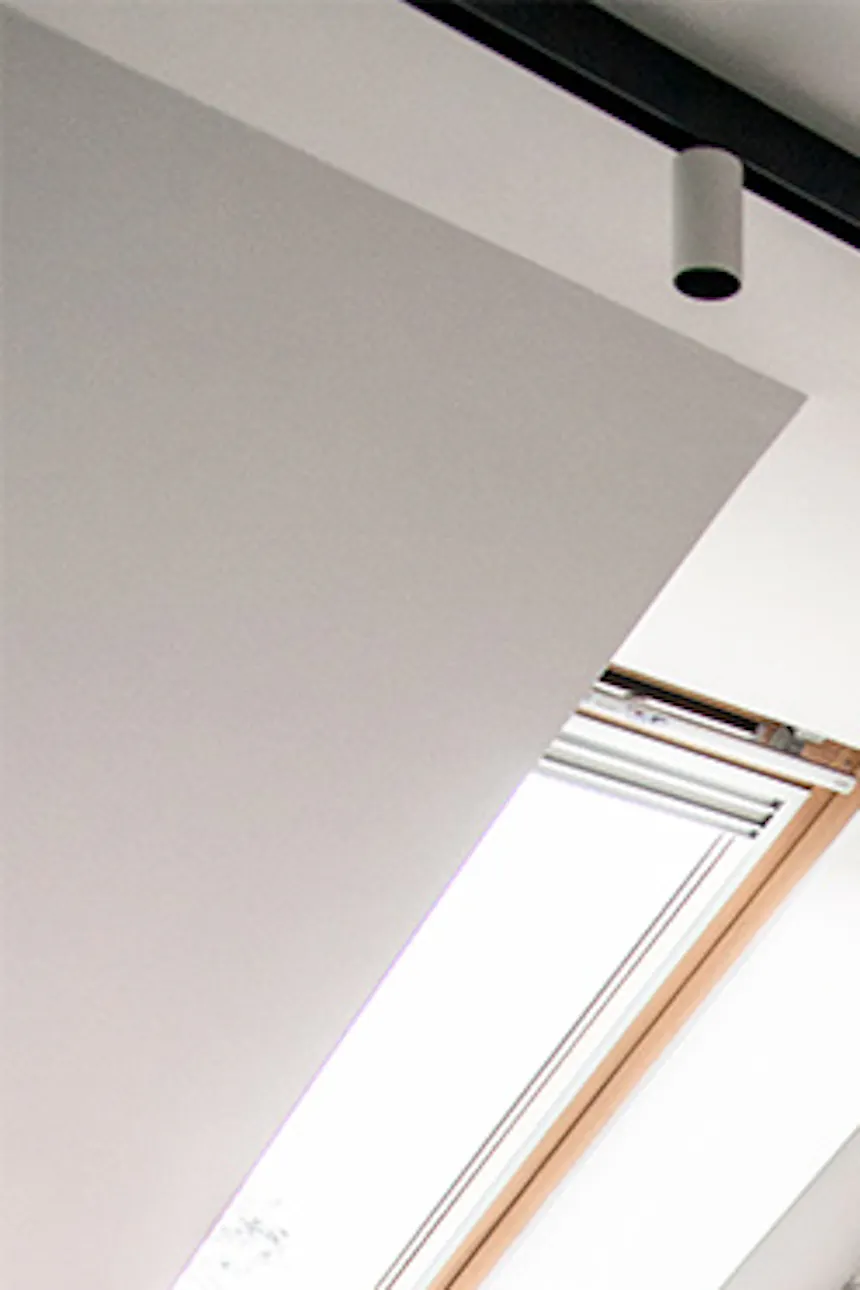 Door with mirror to dressing room, attic, gray and pink