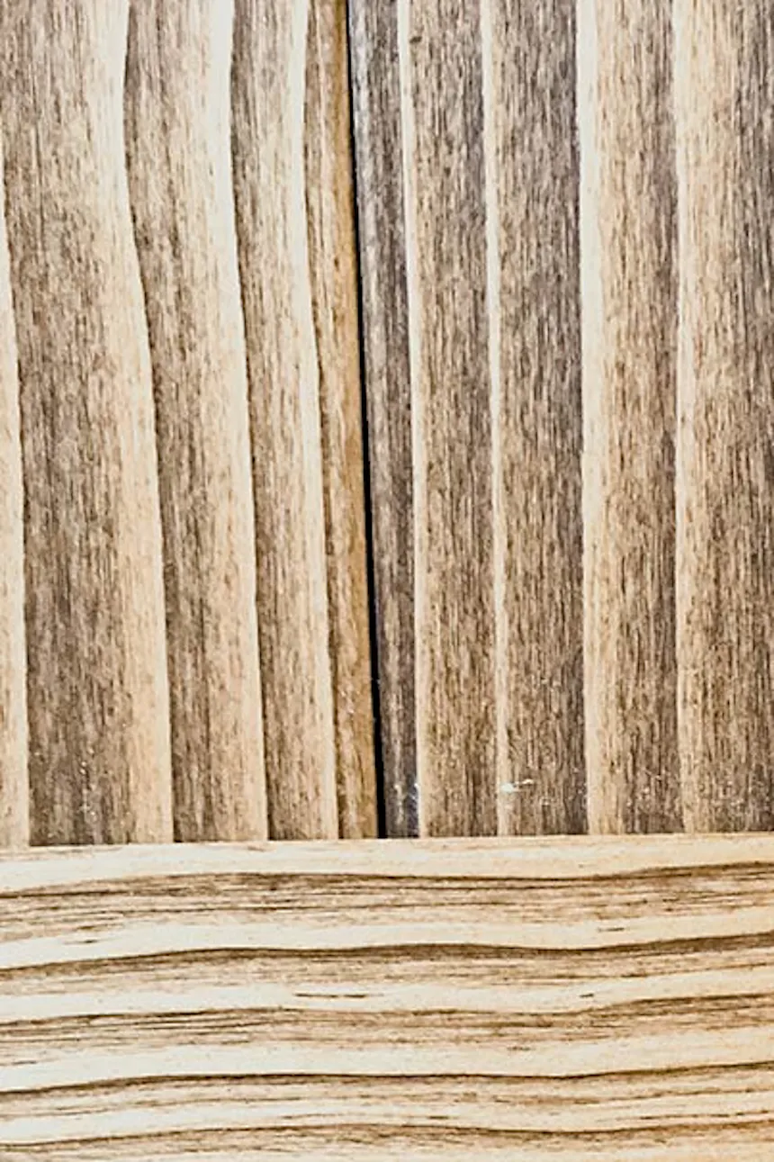 deeply brushed wooden door