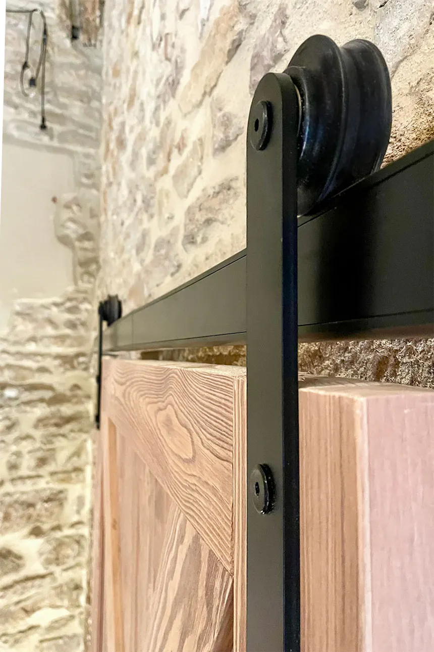 système coulissant noir pour portes en bois