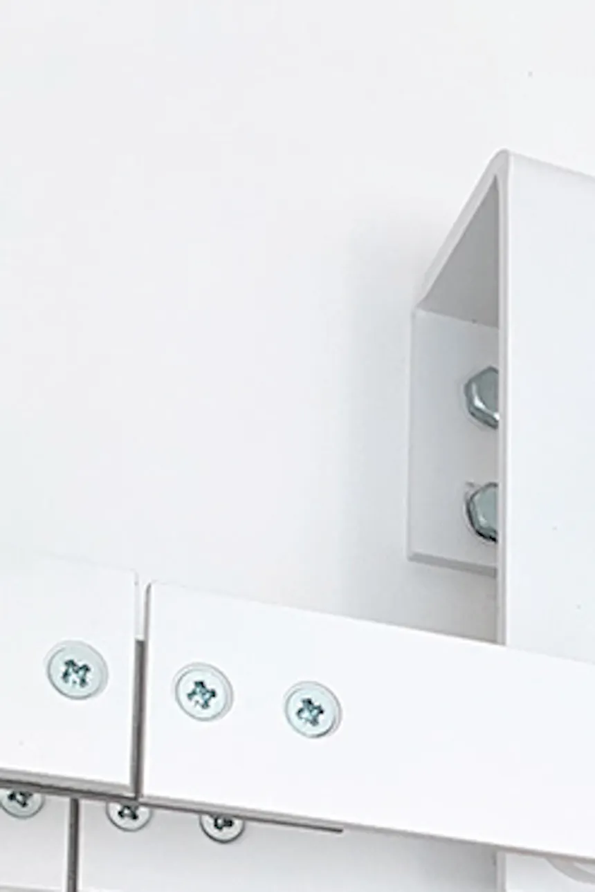 white sliding system, white hangers for sliding doors, bypass sliding doors, bypass wall bracket for sliding doors