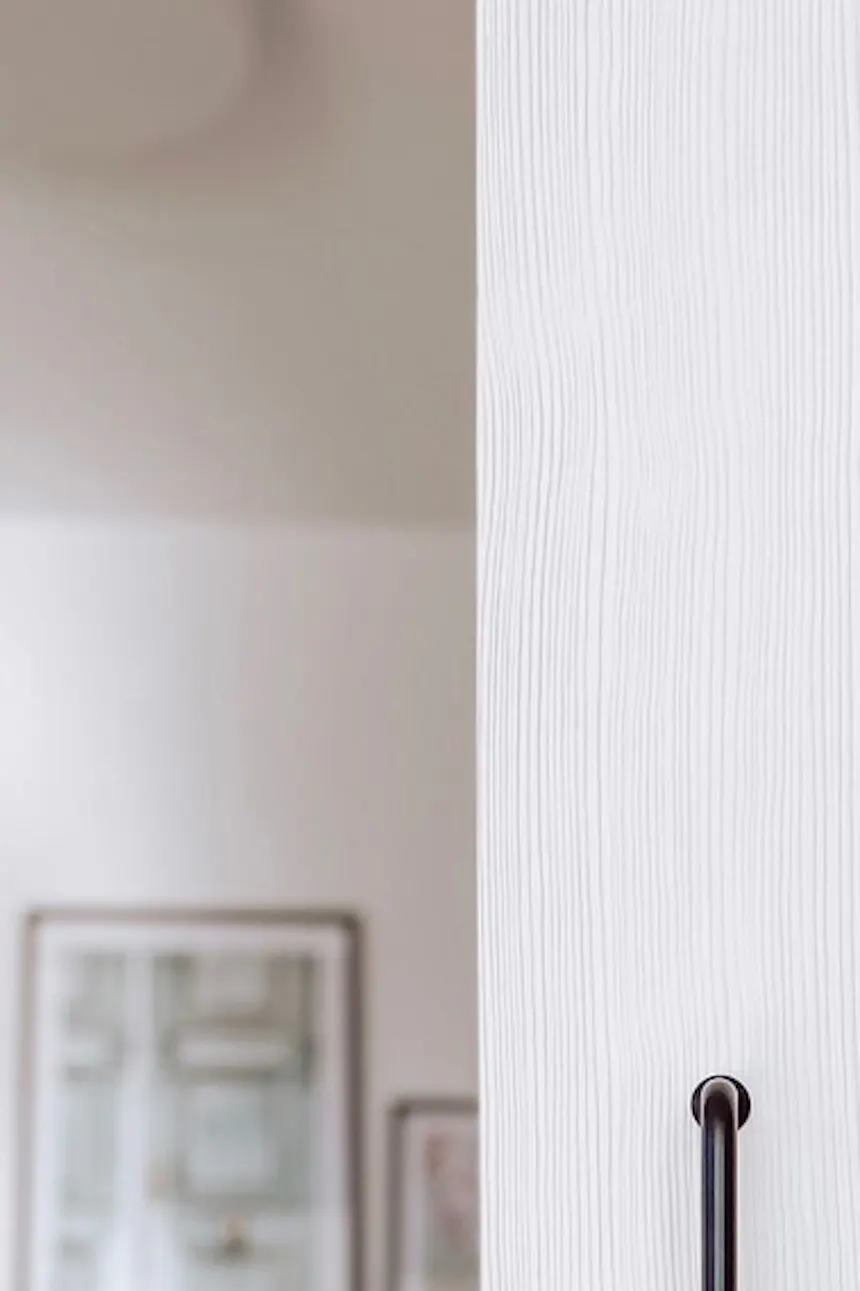 white solid wood sliding door, deep brushed wood