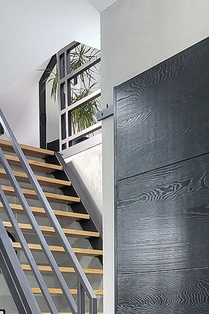 black sliding door in the hall