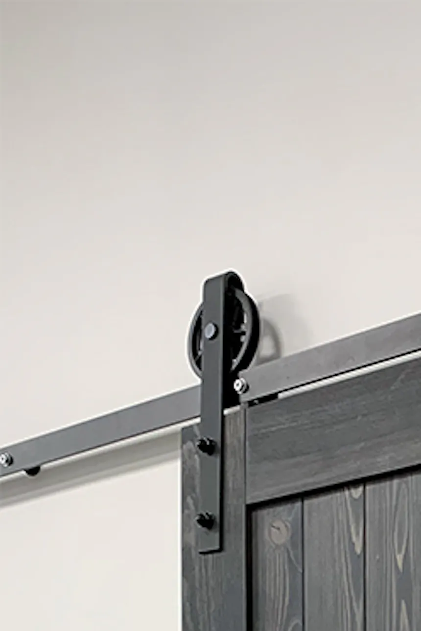 black sliding doors, sliding system, rustic sliding system, sliding door rollers