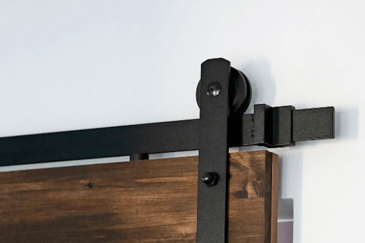 Black sliding system for wood doors.