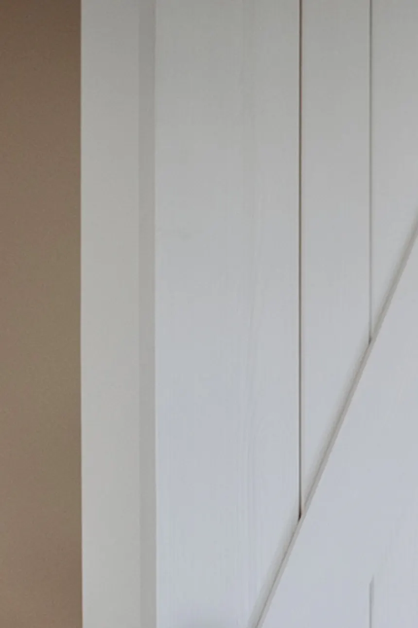 modern retro style, apartments for rent, double sliding doors, white sliding doors, barn door