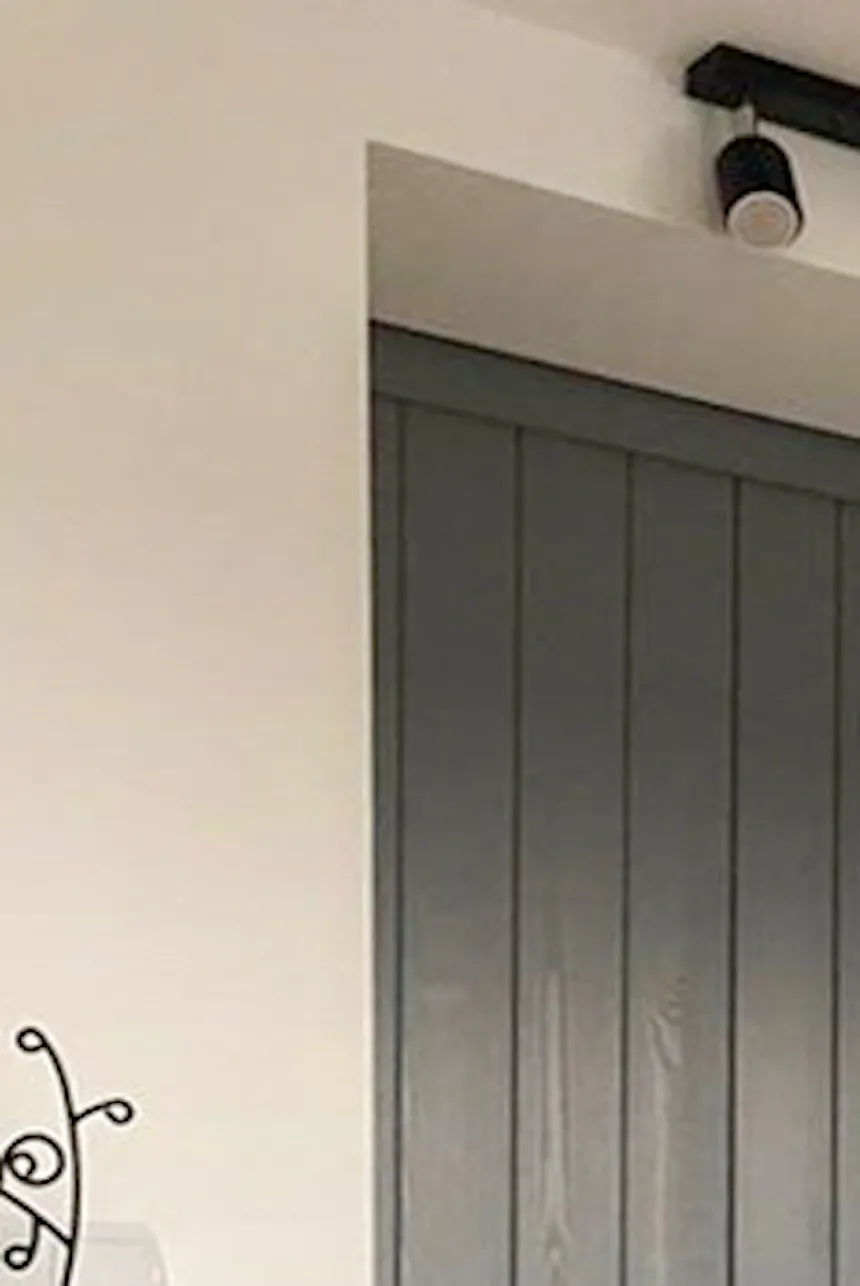 bedroom sliding door, grey wooden sliding doors, wooden door, grey door, atmospheric bedroom, mint and grey interior, bedroom arrangement, white bookcase