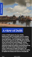 Screenshot of the page that showcases the painting "A view of Delft" on mobile