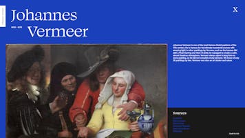 Screenshot of the page about Johannes Vermeer