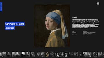 Screenshot of the page that showcases the painting "The girl with a pearl earring"
