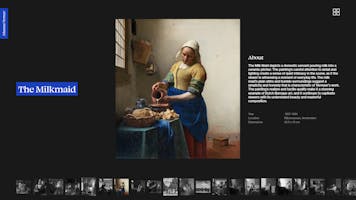 Screenshot of the page that showcases the painting "The milkmaid"
