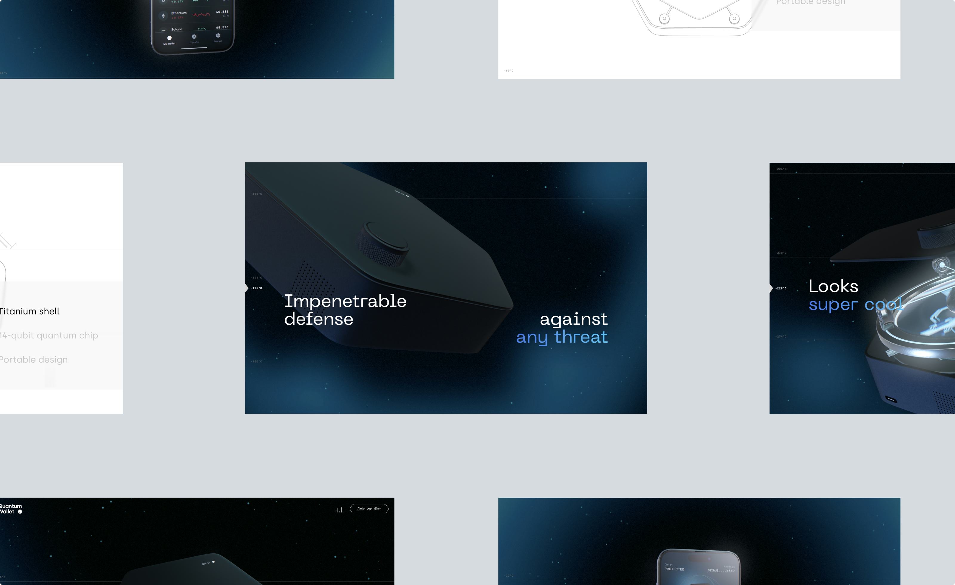 Mosaic of screenshots of the site visual direction