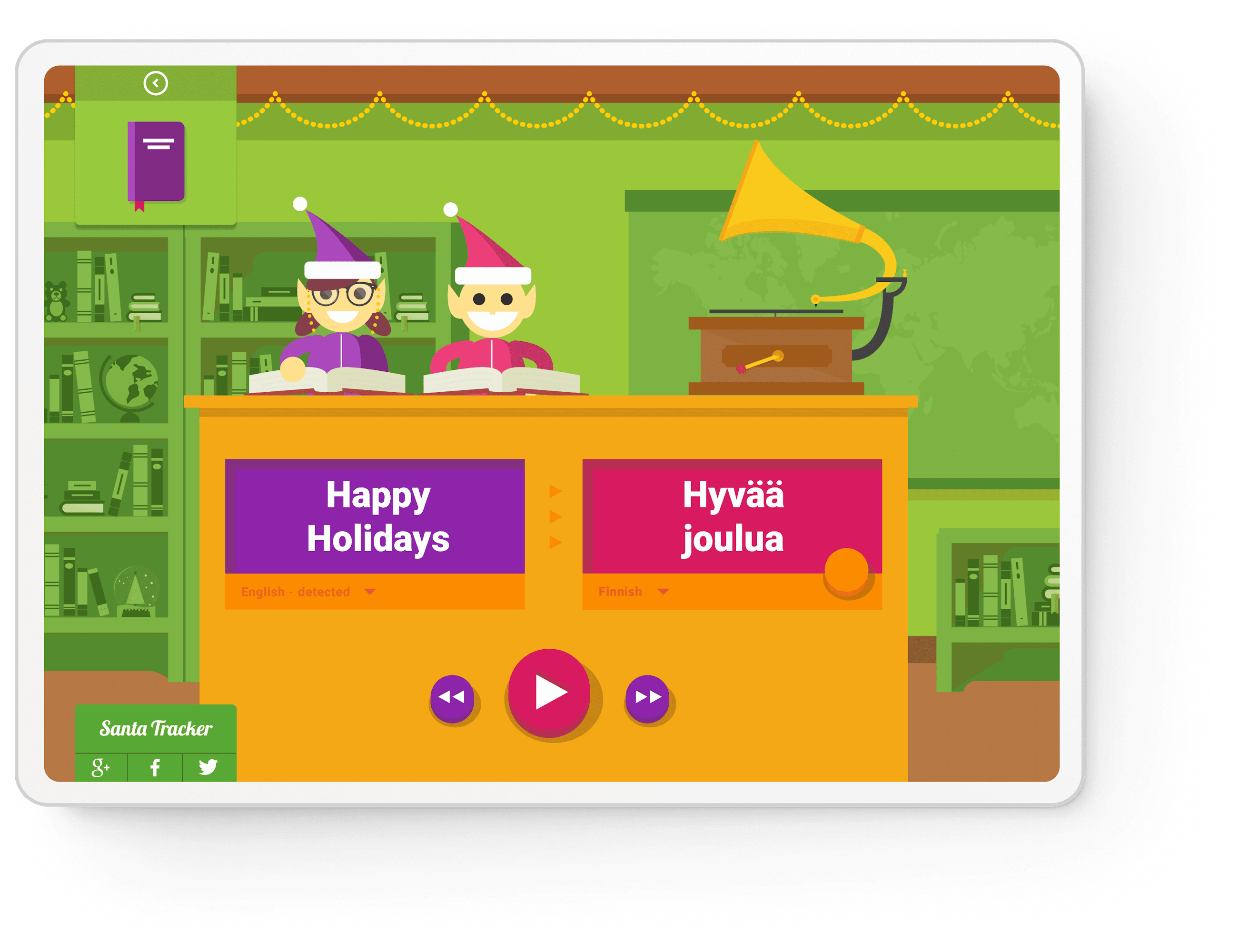 Google Santa Tracker on a tablet
