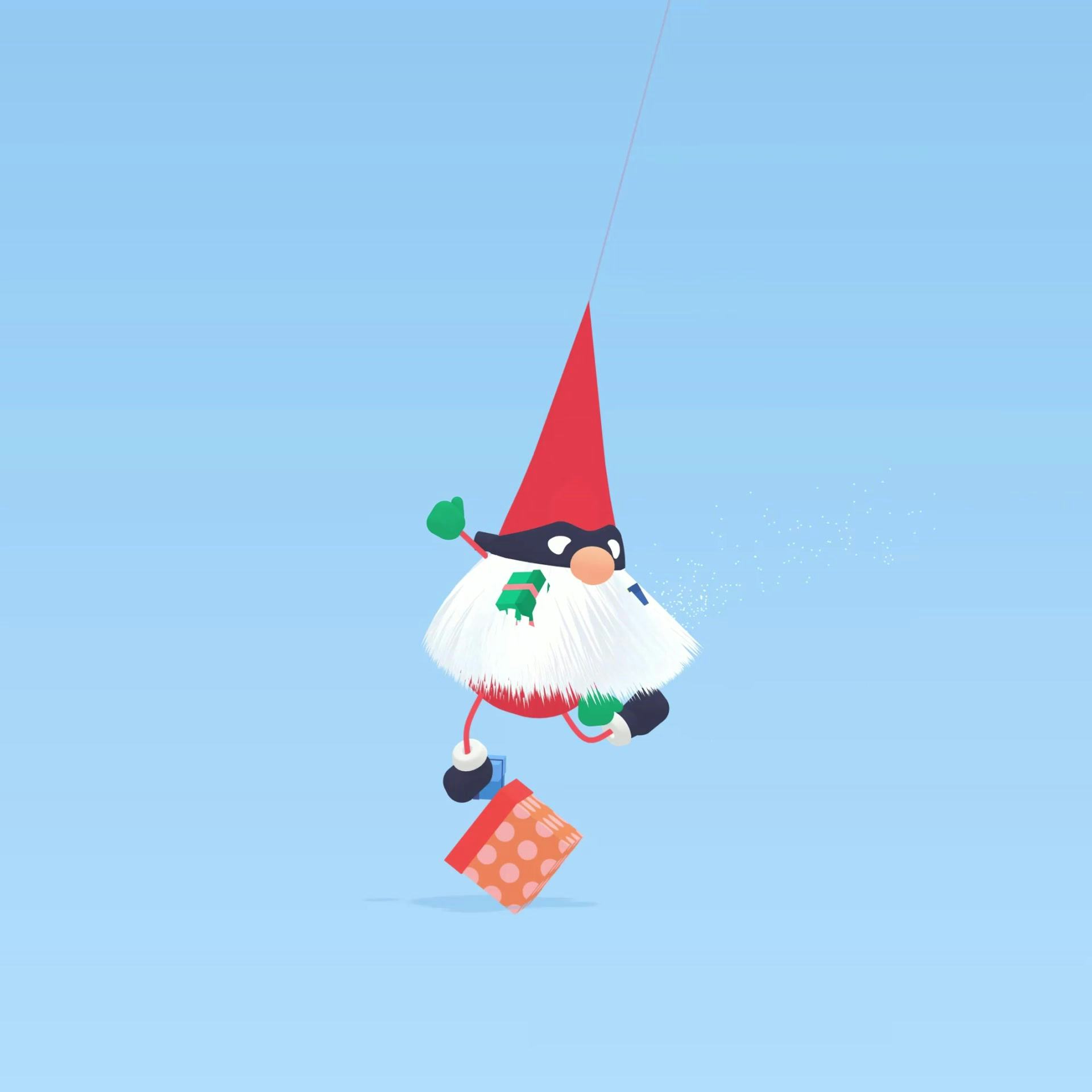 Sneaky Santa game, swinging him makes him drop presents that he stole