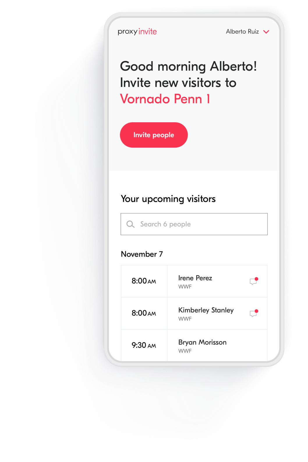 Proxy Visitors App on a phone