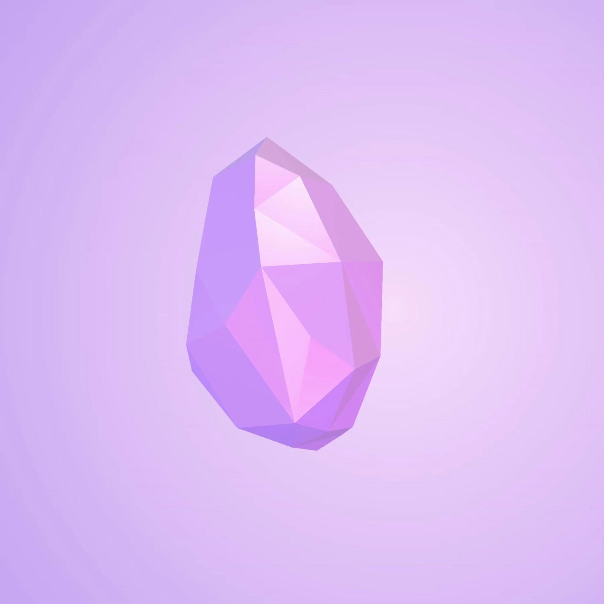 Pink 3d gemstone floating and rotating