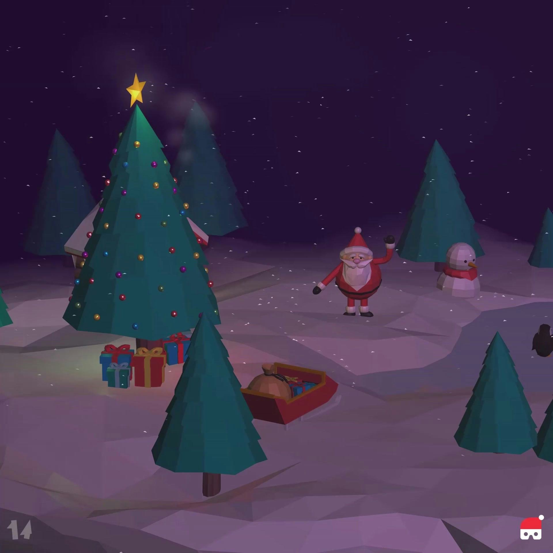VR experience of Santa Claus inside a snow globe