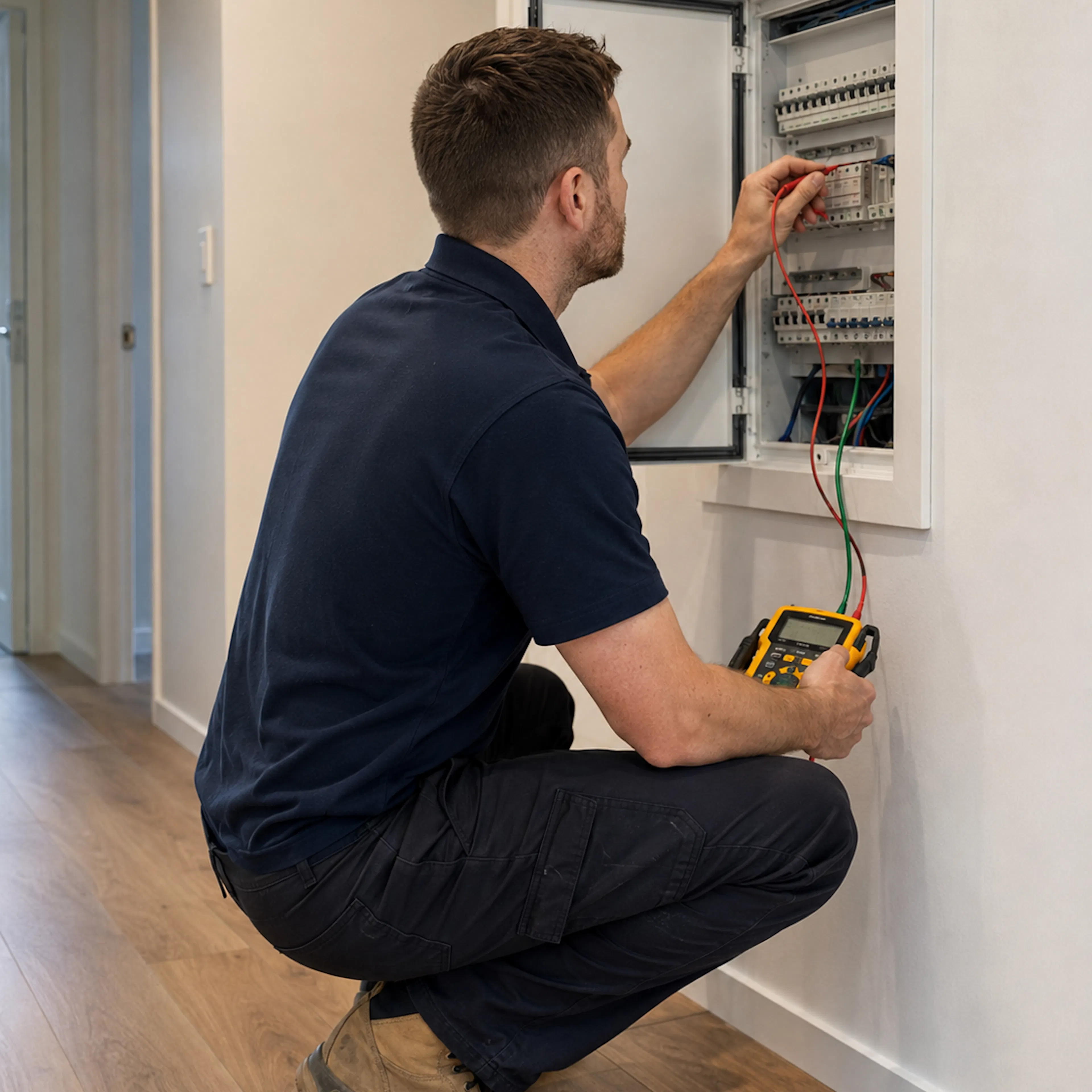 Electrician doing an RCD test