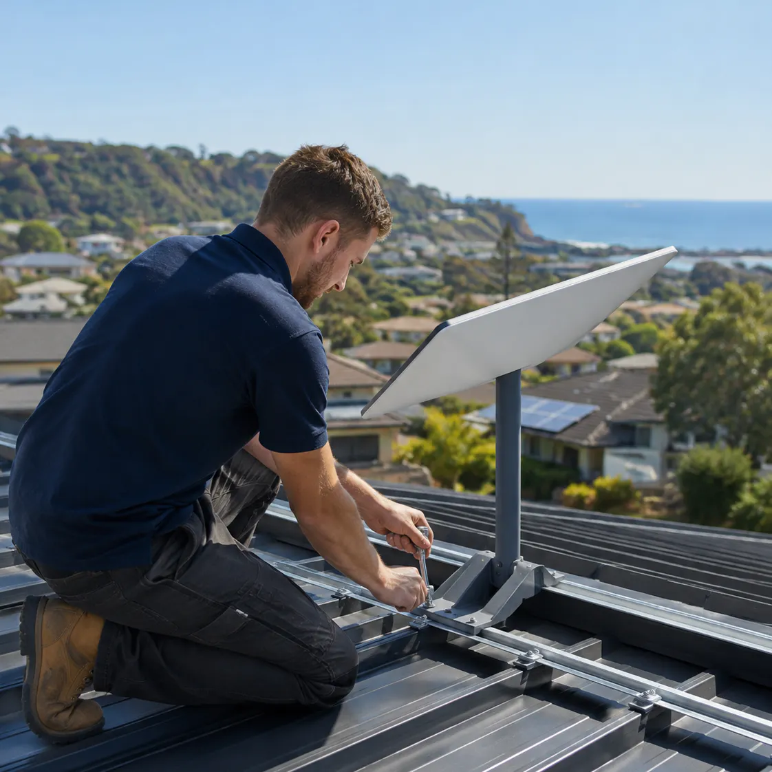 electrician installing a starlink