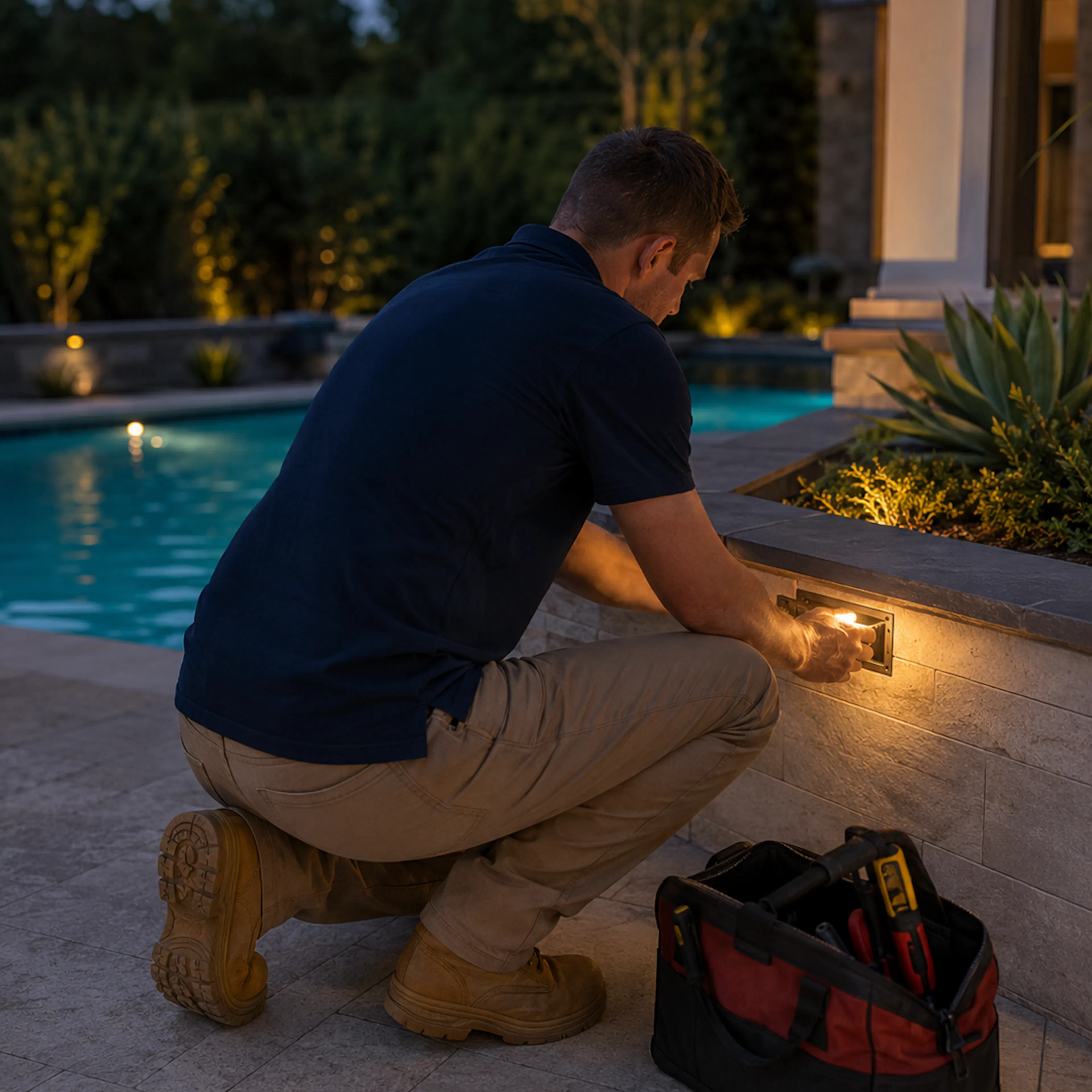 Bright Choice electrician installing pool lights