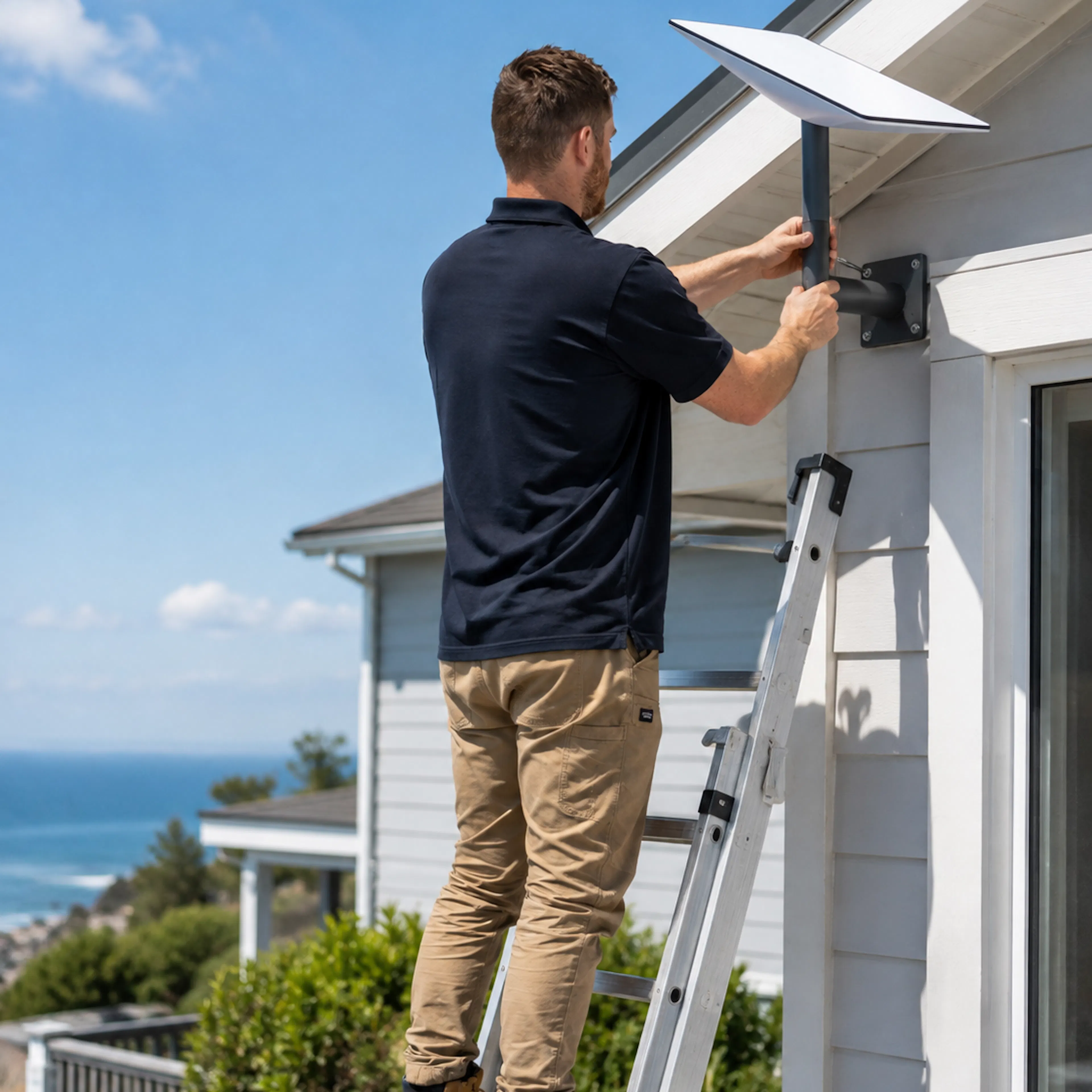 electrician installing a starlink