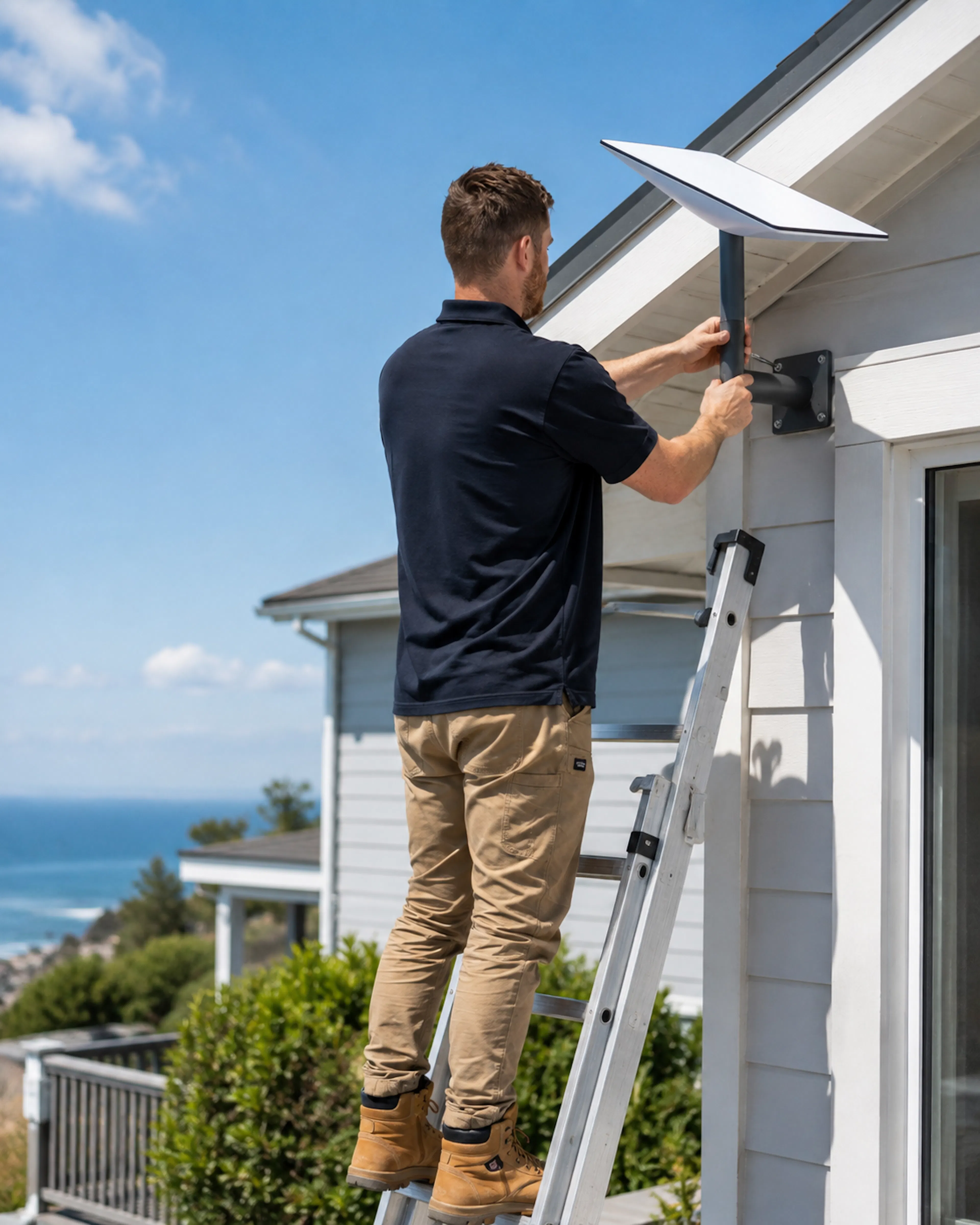 electrician installing Starlink
