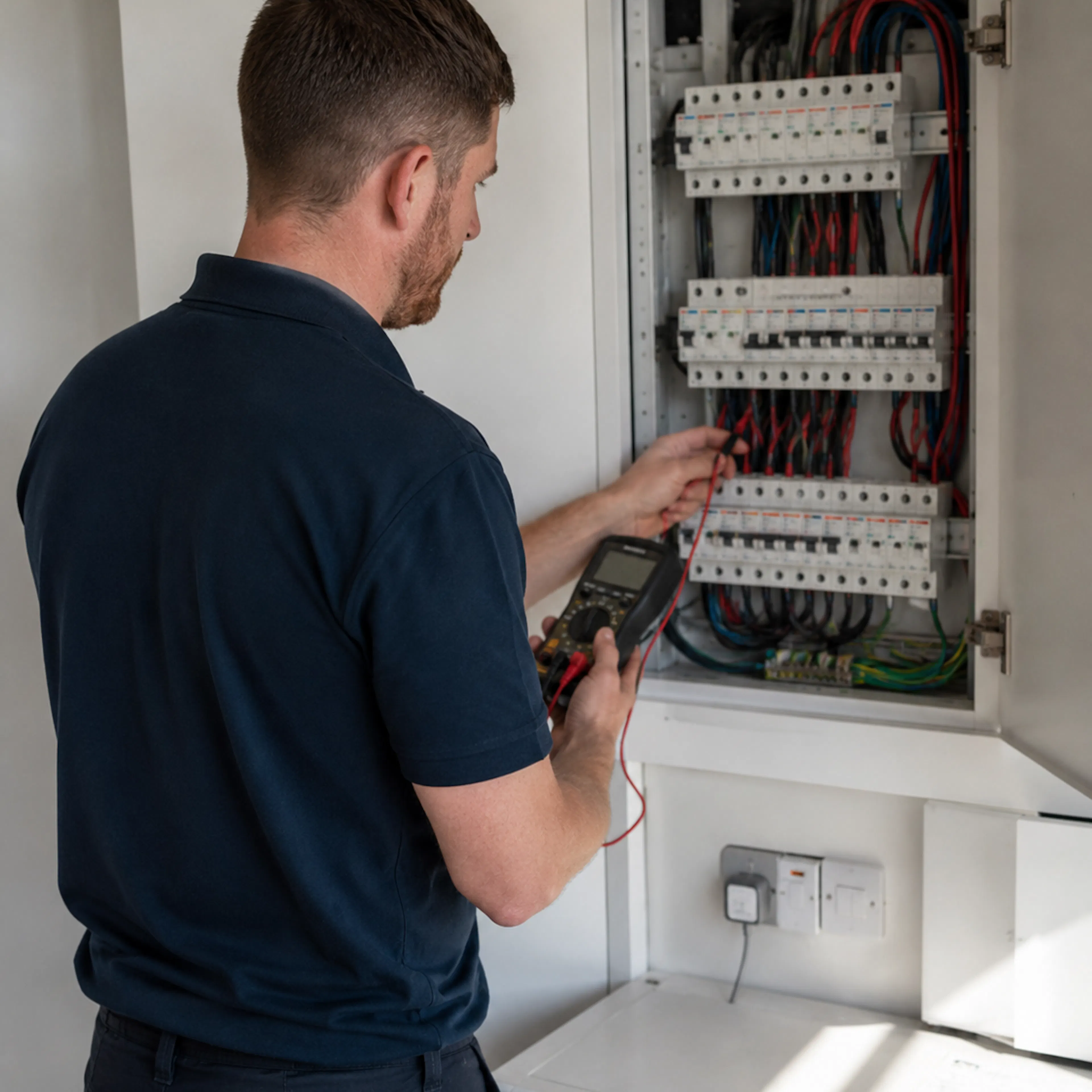 Electrician doing an RCD test