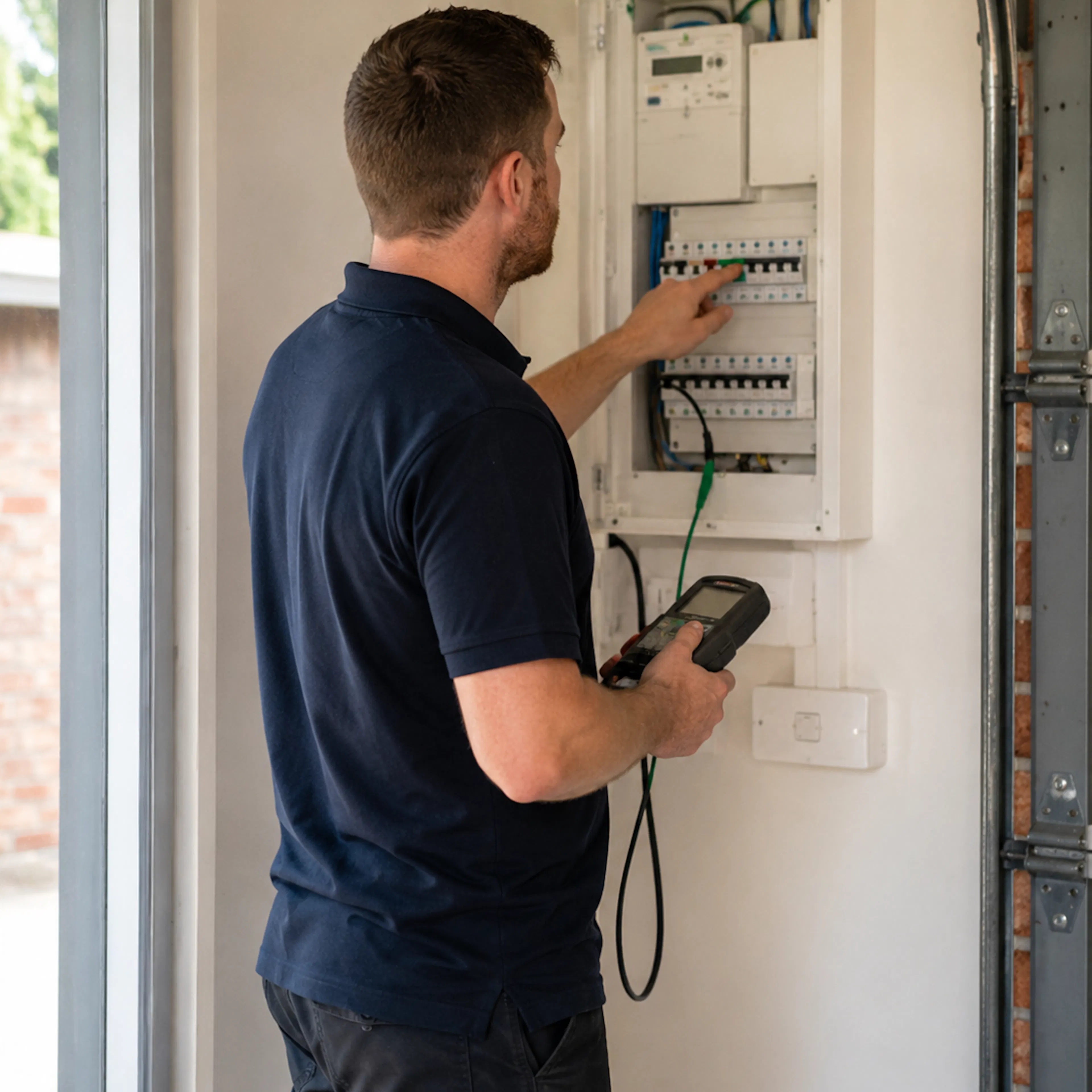 Electrician doing an RCD test