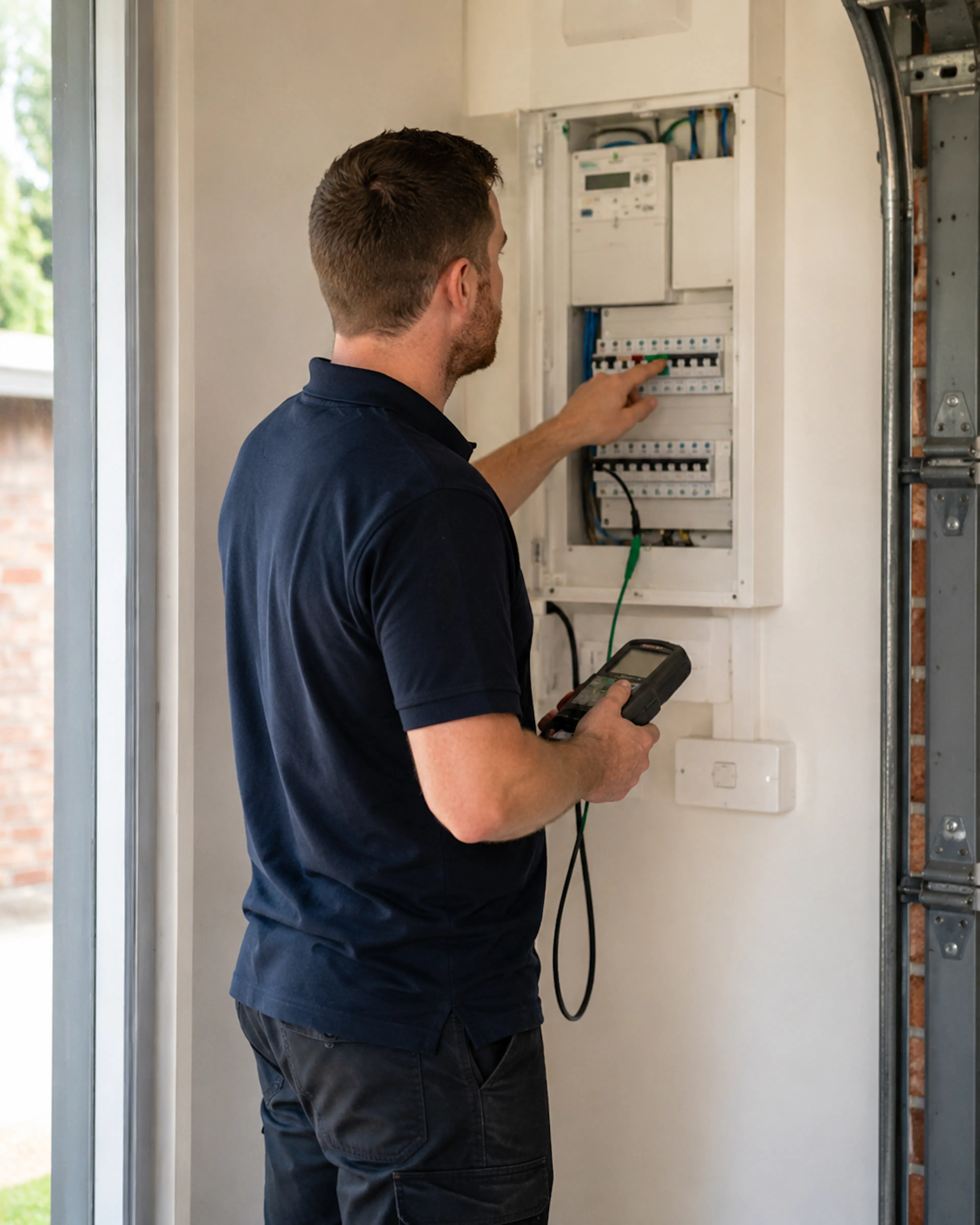 Electrician doing an RCD test