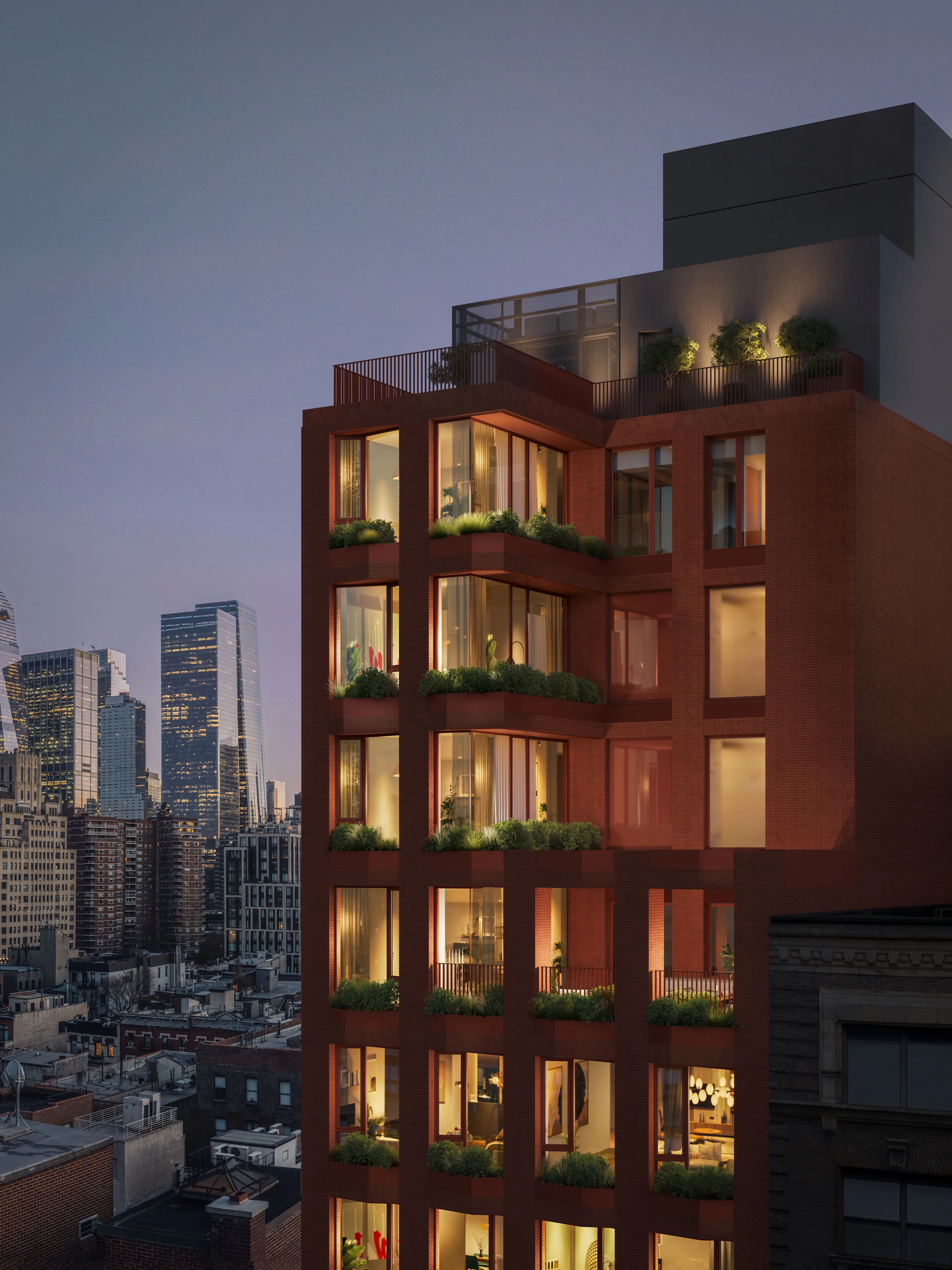 Exterior view of 227 W 19th Street luxury townhouse unit in a luxury boutique condominium building in Manhattan, also featuring upcoming 4-bedroom duplex and triplex residences and 3-bedroom residences with floor-through layouts