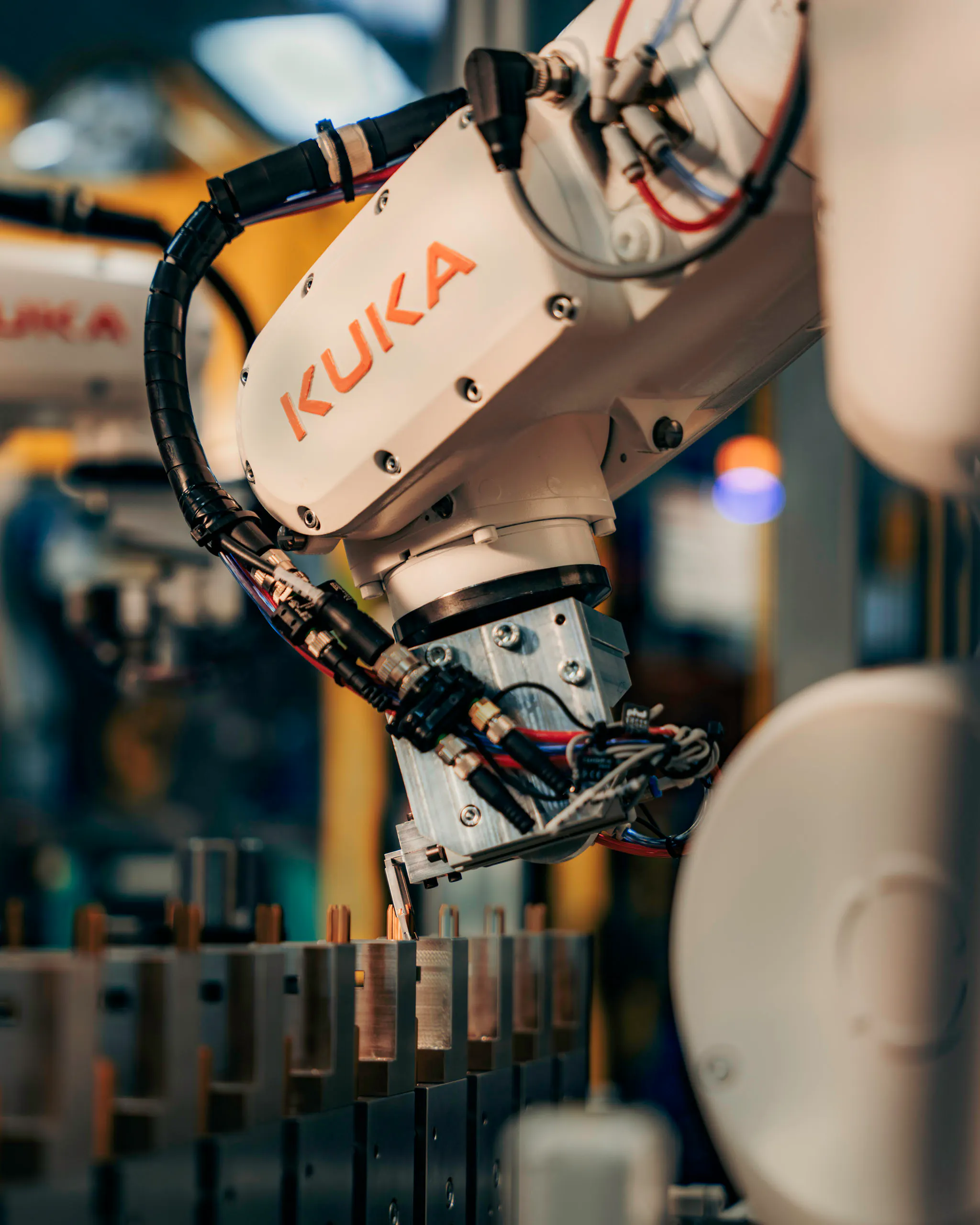 A precision KUKA robot in a medical assembly cell