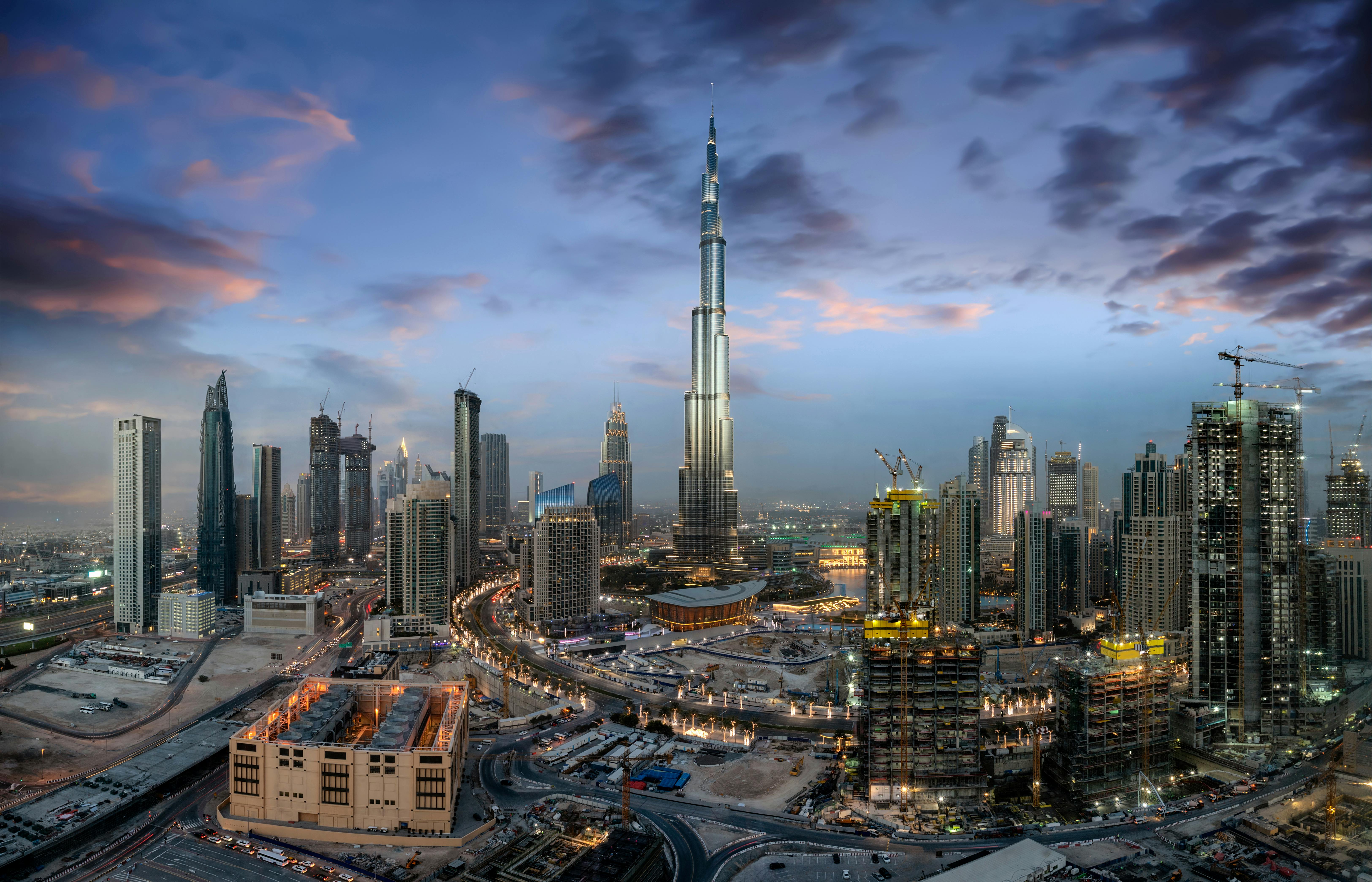Dubai skyline with skyscrapers and buildings 