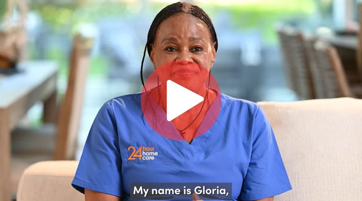 A screenshot from our interview with 24 Hour Home Care caregiver Gloria
