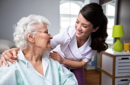 Caregiver talk to Senior