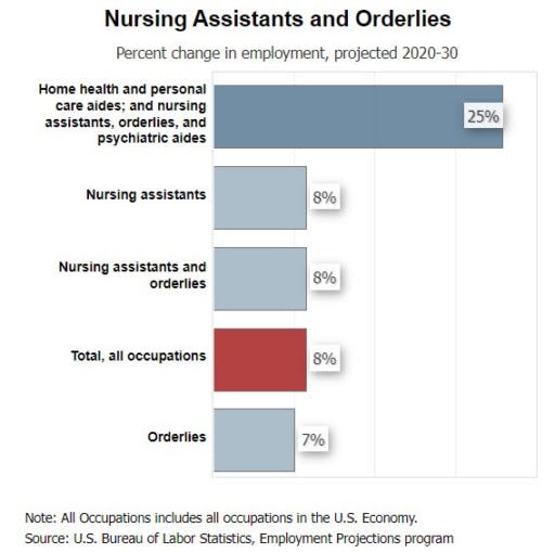 Nursing Assistant and Orderly 2020-2030 Projection