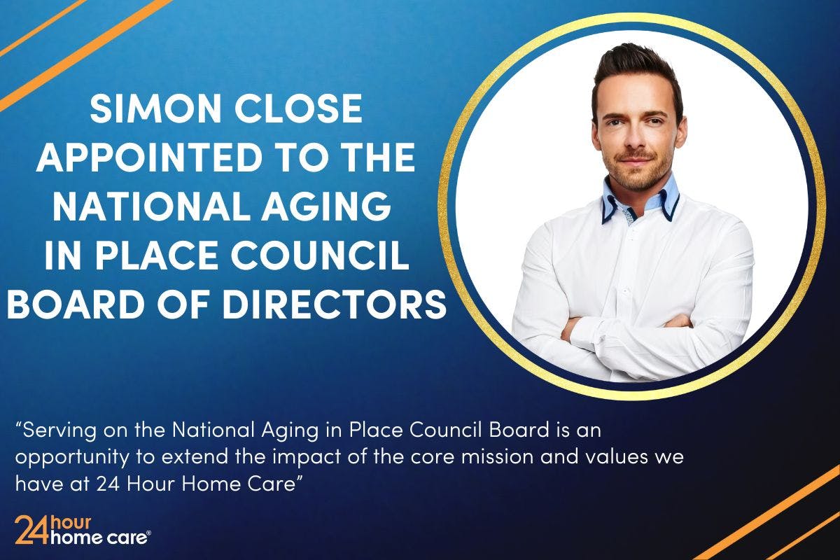 An image of Simon Close, present of Community Supports at 24 Hour Home Care and now appointed to the National Aging in Place Board of Directors.